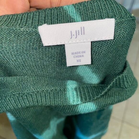 J. Jill Kale Green Tie-Dye Striped Boat-Neck Pullover Sweater Size XS - Picture 6 of 10